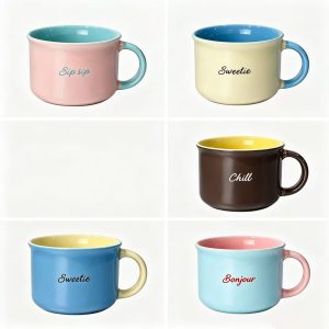 Color Block Ceramic Mug    Inspirational & Positive Vibes Coffee Cups