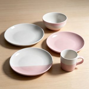 soft Blush Pink Gradient Glaze Daily Use Tableware