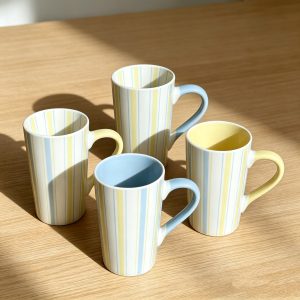 Soft Color Block Striped Daily Use Ceramic Mug