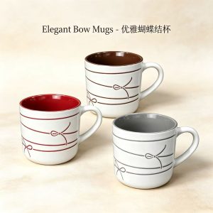 Minimalist Line Bow Ceramic Coffee Mug