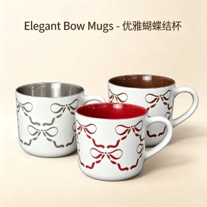 Bowknot Embossed Ceramic Mug