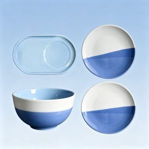 Soft Sky Blue Handmade Dipped Glaze Daily Tableware
