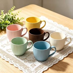 Textured Coffee Mugs.   Daily Use Ceramic Cup