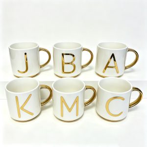 Luxury Gold Rim Alphabet Ceramic Mug
